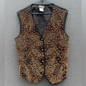 Vintage 90s Why Not! By California Dreams Brand Beaded Vest Size MD
